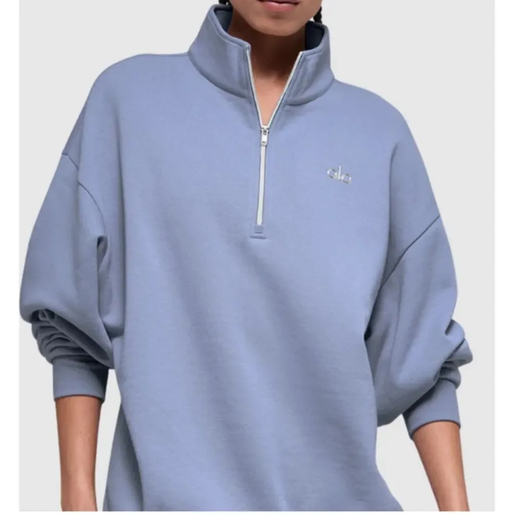Alo Yoga Unisex Winter Frost Accolade 1/4 Zip Pullover Hoodie Size M